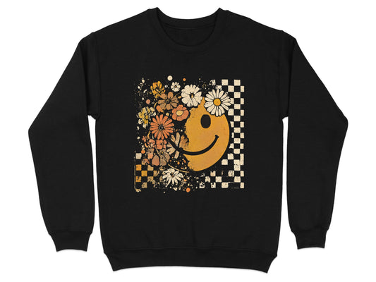 Smiley Face Floral Checkerboard Design Sweatshirt Product