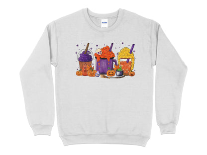 Halloween Coffee Pumpkin Spice Sweatshirt, Halloween Crew Neck - Mardonyx Sweatshirt S / Ash