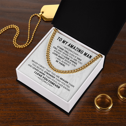 Gifts for Husband or Boyfriend – Cuban Link Chain Necklace with Message Card | Christmas, Anniversary, or Birthday Present for Him