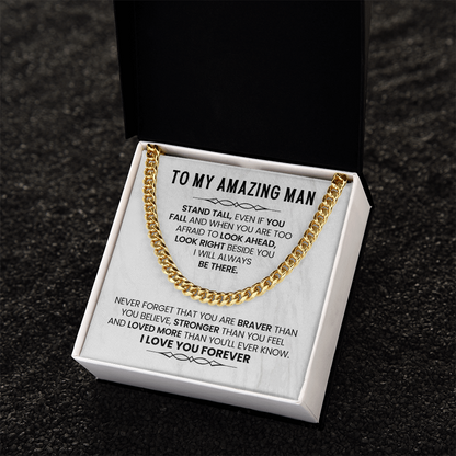 Gifts for Husband or Boyfriend – Cuban Link Chain Necklace with Message Card | Christmas, Anniversary, or Birthday Present for Him