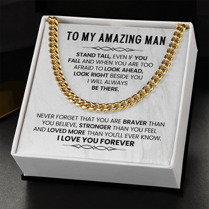 Gifts for Husband or Boyfriend – Cuban Link Chain Necklace with Message Card | Christmas, Anniversary, or Birthday Present for Him