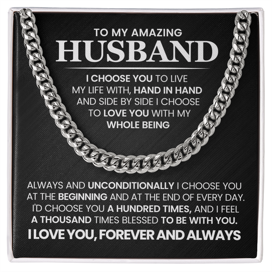 To My Husband Cuban Neck Chain Anniversary Birthday Gift