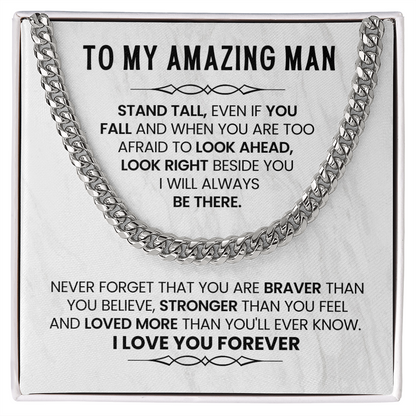 Gifts for Husband or Boyfriend – Cuban Link Chain Necklace with Message Card | Christmas, Anniversary, or Birthday Present for Him