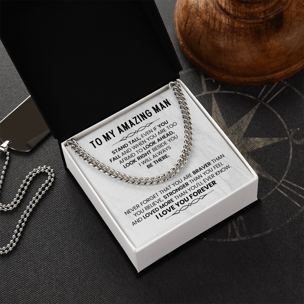 Gifts for Husband or Boyfriend – Cuban Link Chain Necklace with Message Card | Christmas, Anniversary, or Birthday Present for Him