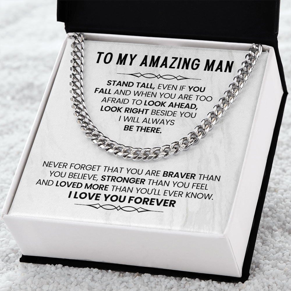 Gifts for Husband or Boyfriend – Cuban Link Chain Necklace with Message Card | Christmas, Anniversary, or Birthday Present for Him