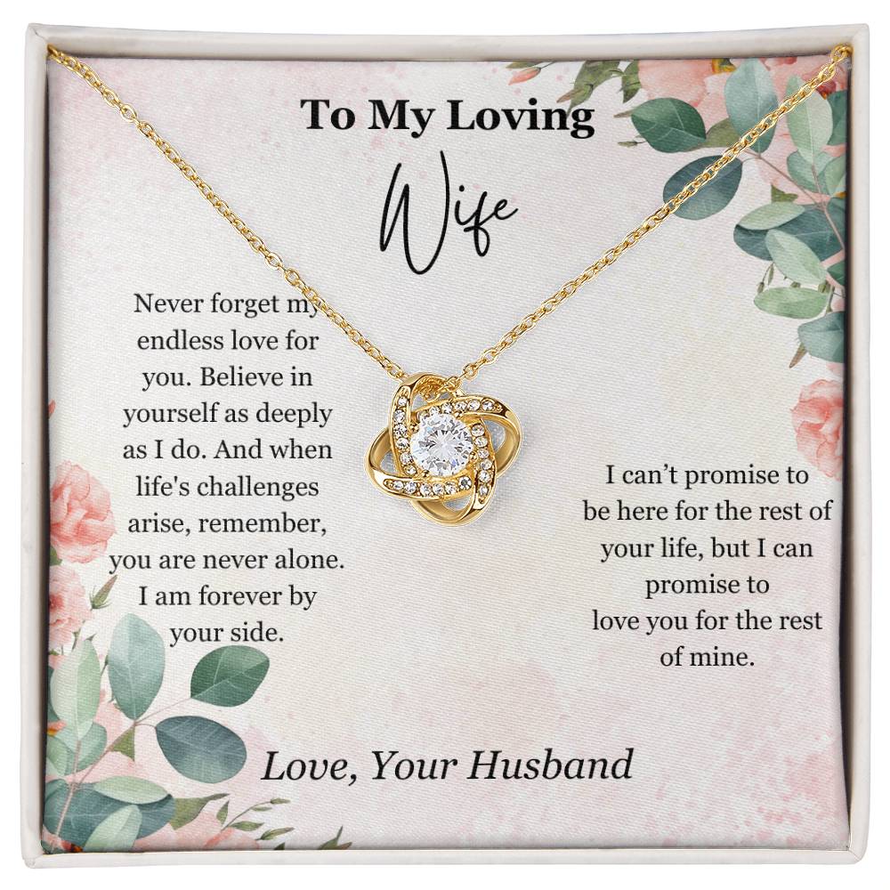 Gift for Wife Pendant Love Knot Necklace - Mardonyx Jewelry 18K Yellow Gold Finish / Standard Box