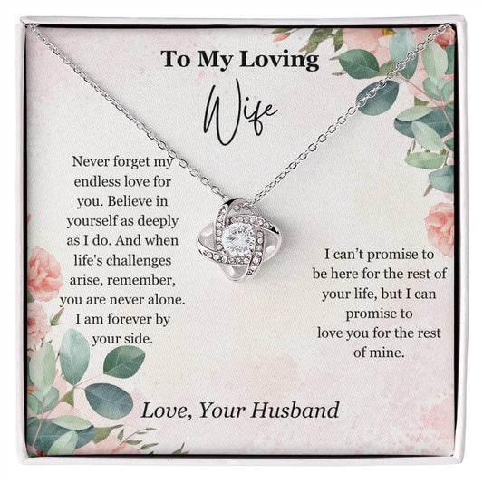 Gift for Wife Pendant Love Knot Necklace - Mardonyx Jewelry 14K White Gold Finish / Standard Box