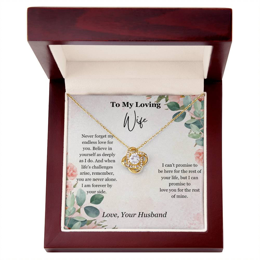 Gift for Wife Pendant Love Knot Necklace - Mardonyx Jewelry 18K Yellow Gold Finish / Luxury Box