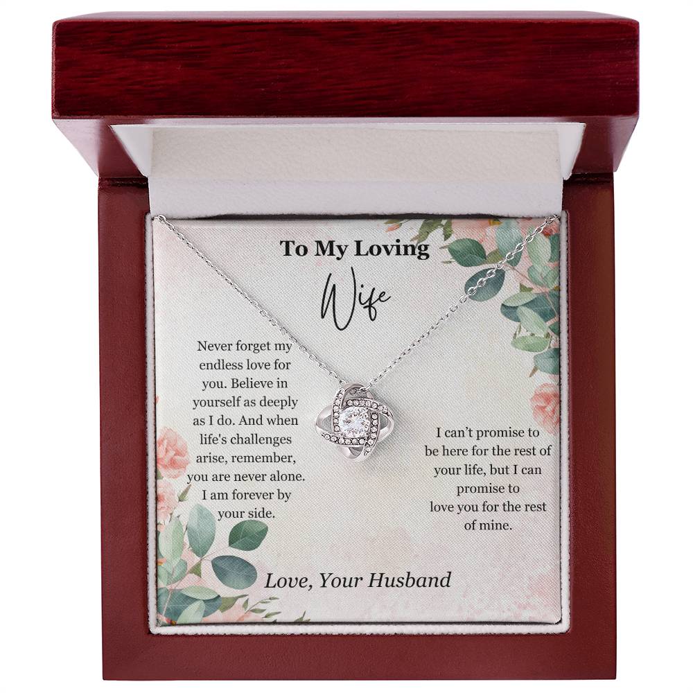 Gift for Wife Pendant Love Knot Necklace - Mardonyx Jewelry 14K White Gold Finish / Luxury Box