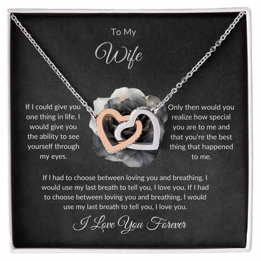 Interlocking Hearts Necklace - Romantic Gifts for Wife - Birthday Gift Ideas for Her - Soulmate Necklace from Husband - To My Wife Jewelry Gift