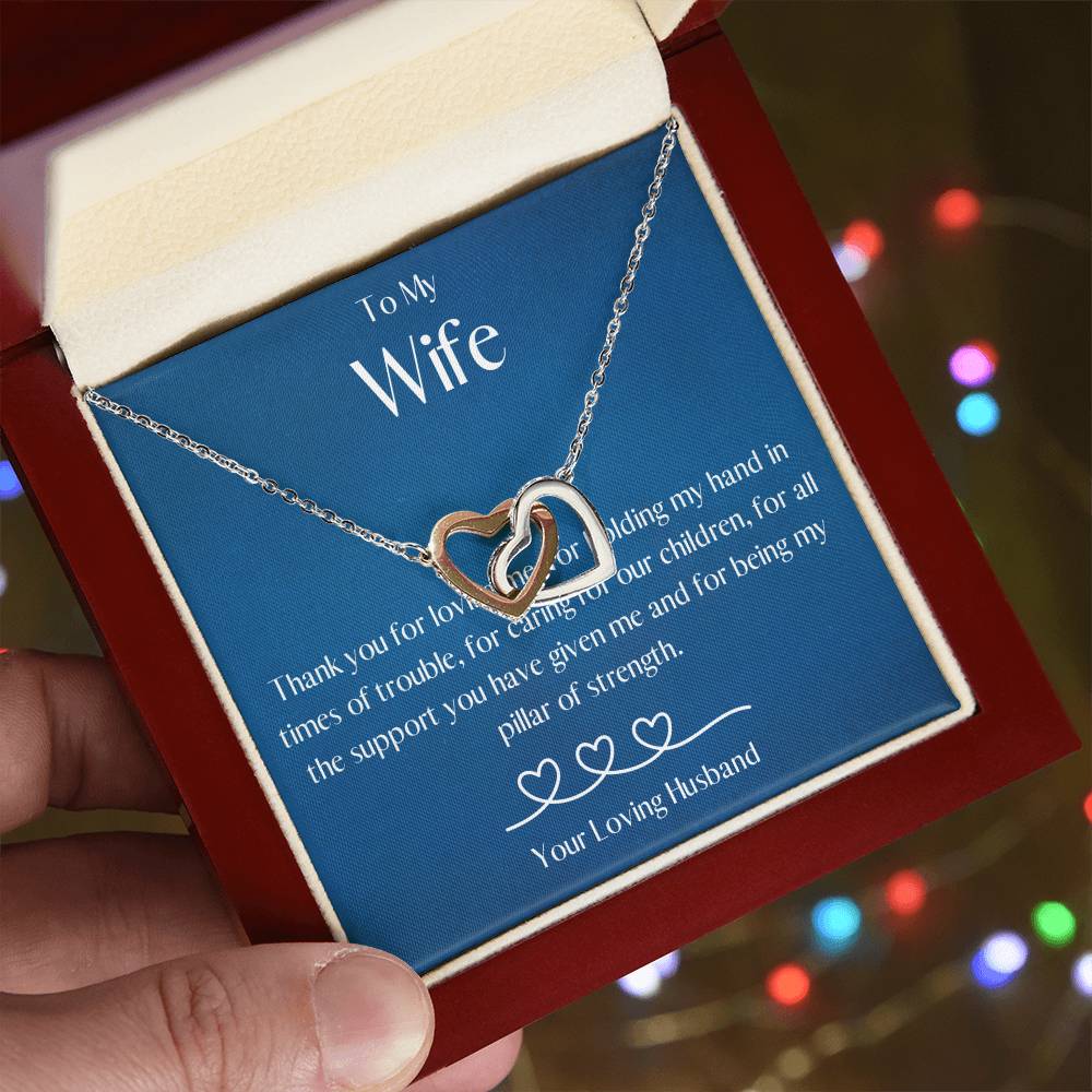 Gift for Wife from Husband, Interlocking Heart Necklace - Mardonyx Jewelry