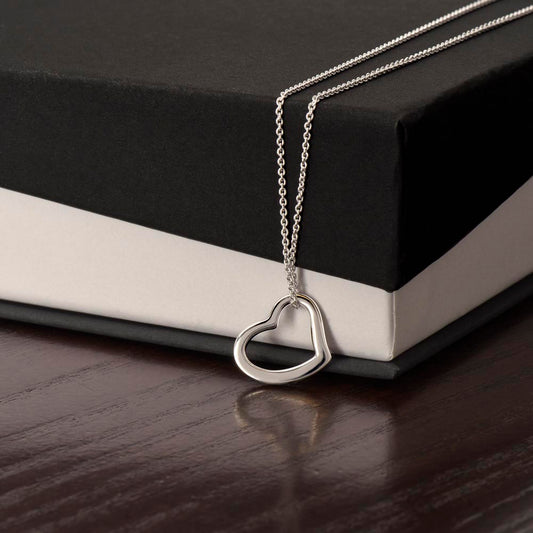 Delicate Heart Necklace, Gift for Wife Daughter - Mardonyx Jewelry 14k White Gold Finish / Standard Box