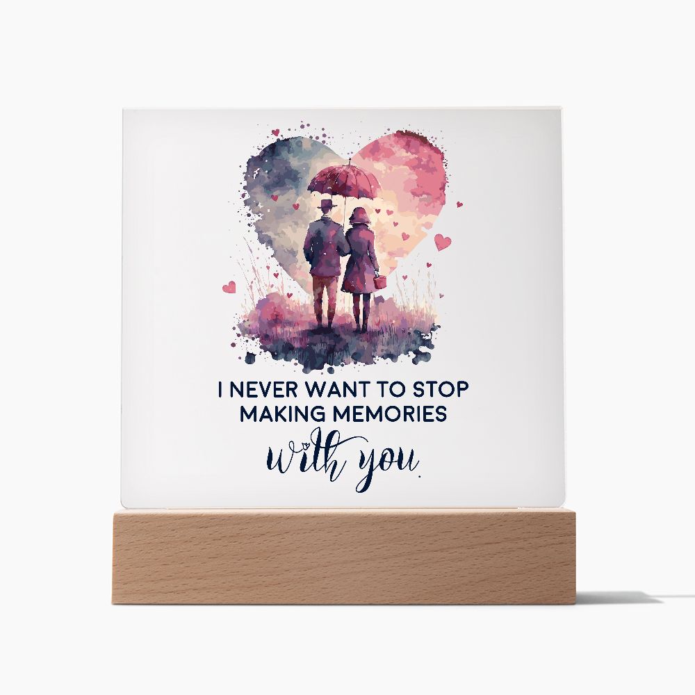 Eternal Love Square Acrylic Plaque with Translucent Heart Design