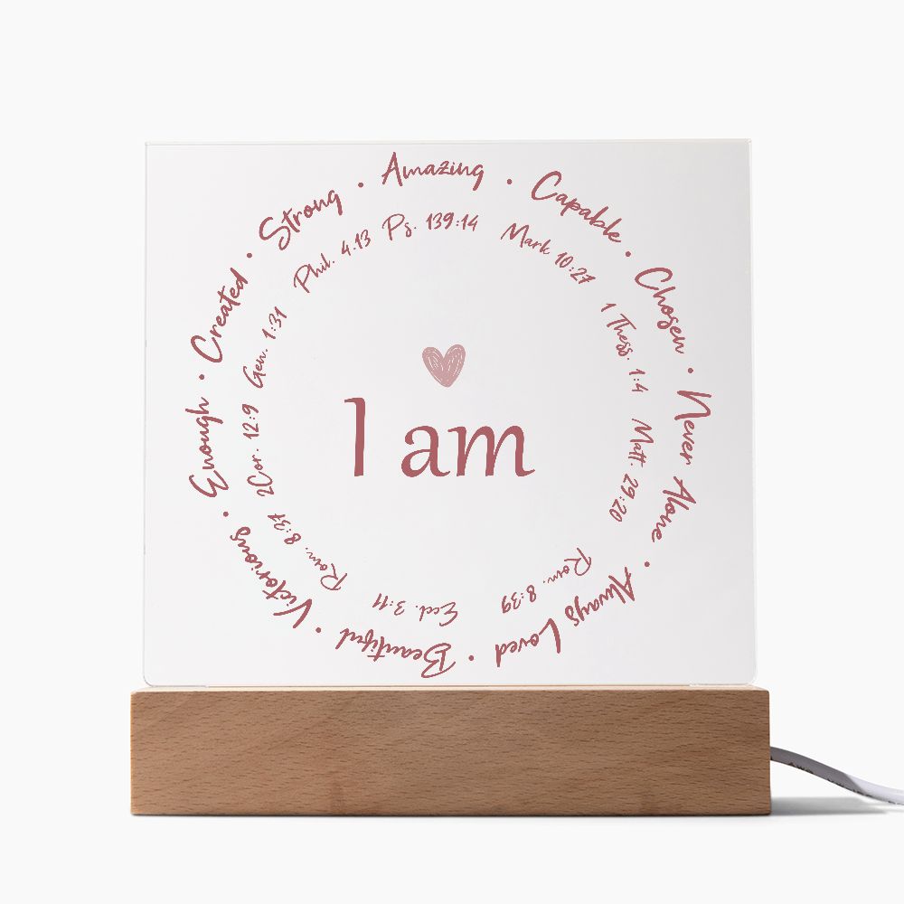 Religious Gift, Bible Verse, I am Beautiful Capable Never Alone Scripture Gift, Nursery Baby Girl Night Light