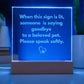 Veterinary Light Up Sigh for Euthanasia, Engraved Acrylic Sign, Compassionate Office Decor