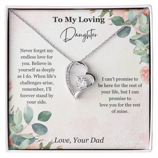 Necklace Gift for Daughter from Dad - Never Forget