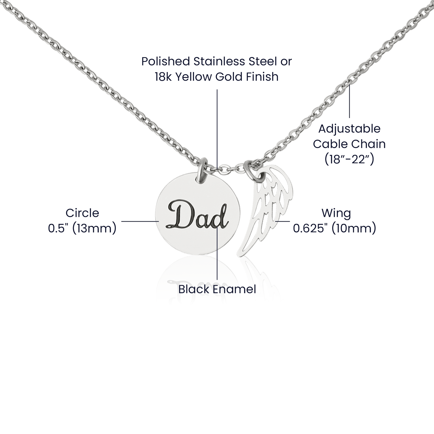 Memorial Gifts - So Sorry for Your Loss - Angel Wing Necklace for Bereavement, Sympathy, Condolences - Jewelry Gift for Grief After Father's Dad Death