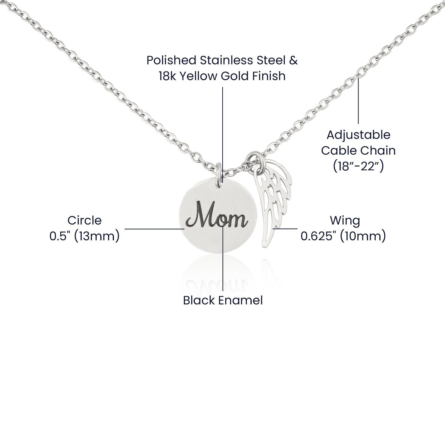 Memorial Necklace – Mom Memorial Gifts - So Sorry for Your Loss - Angel Wing Necklace for Bereavement, Sympathy, Condolences - Jewelry Gift for Grief After Death