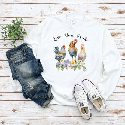 Love Your Flock Sweatshirt, Flock of Ducks Sweatshirt, Christmas Gift for Her, Womens Long Sleeve Shirt, Fall Sweatshirt, Teacher Gift - Mardonyx Sweatshirt