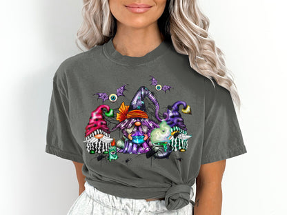 Women's Halloween Gnomes Spiders Bats T-Shirt