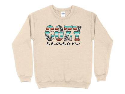 Cozy Cow Print Season Sweatshirt, Fall Sweater, Farm Animals Sweatshirt, Cute Country Sweatshirt, Fall Clothing, Cow Sweater - Mardonyx Sweatshirt S / Sand