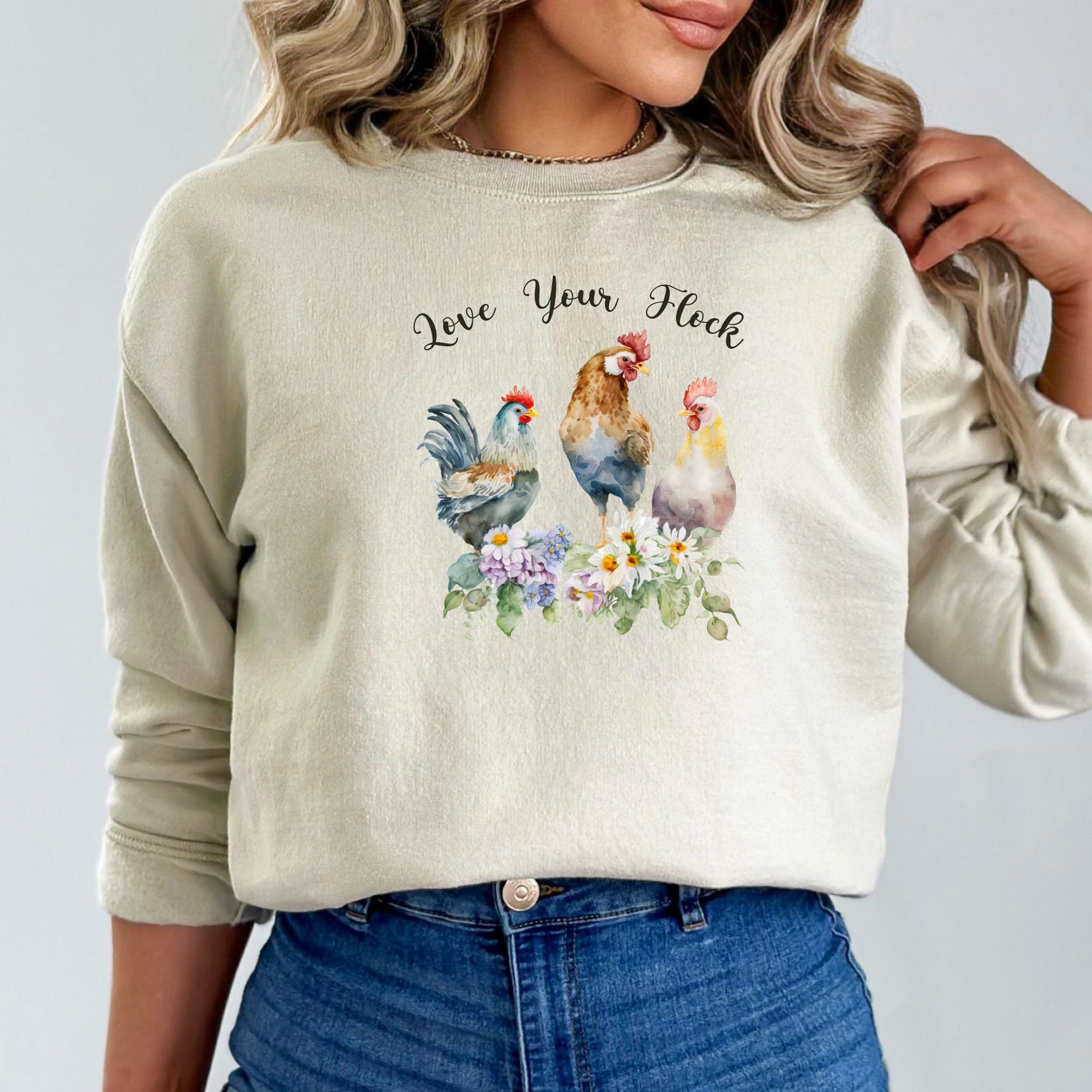 Love Your Flock Sweatshirt, Flock of Ducks Sweatshirt, Christmas Gift for Her, Womens Long Sleeve Shirt, Fall Sweatshirt, Teacher Gift - Mardonyx Sweatshirt