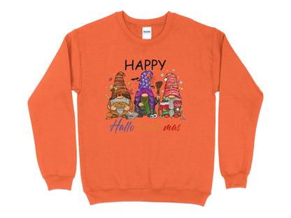 Happy Hallothanksmas, Gnome Halloween Sweatshirt, Halloween Crew Neck - Mardonyx Sweatshirt S / Orange
