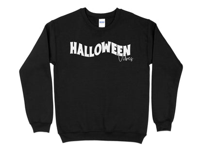 Halloween Vibes Sweatshirt, Halloween Sweatshirt, Witchy Shirt, Halloween Creeps Shirt, Fall Sweatshirt, Happy Halloween shirt - Mardonyx Sweatshirt Sweatshirts (Gildan 18000#1) - / S / Black