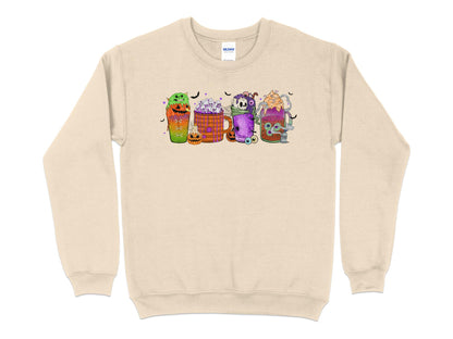 Halloween Coffee Spooky Sweatshirt, Halloween Crew Neck - Mardonyx Sweatshirt S / Sand
