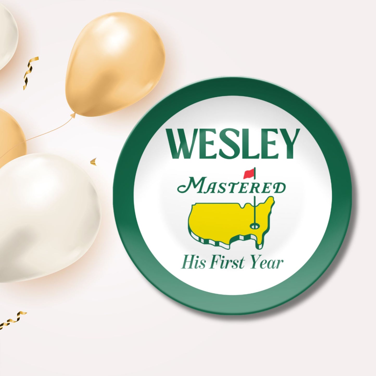 Personalized Golf Mastered First Year Smash Cake Plate  • Mastered His First Year Name Plate for Baby Boy • First Birthday Golf Theme Keepsake • Custom Kids Plate