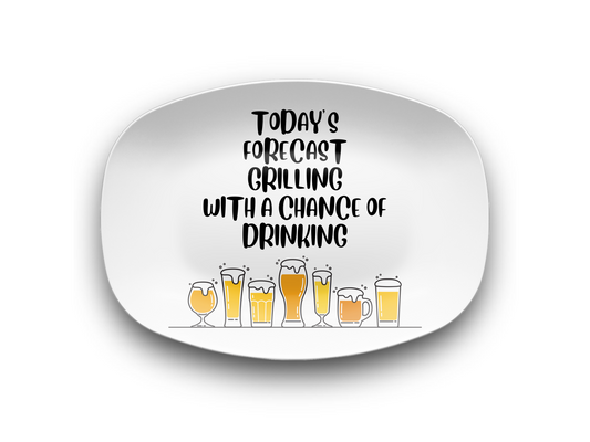 BBQ Platter – Grill Master Serving Tray for Dad, Husband, or Boyfriend – Oval Plate for BBQ, Appetizers, and Outdoor Cooking