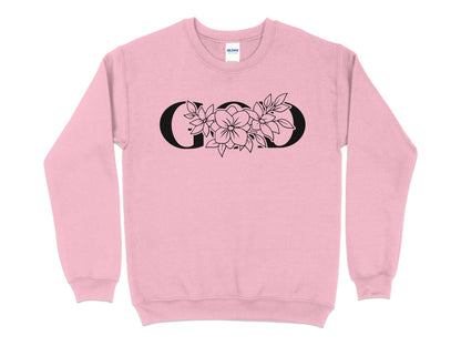 Floral Monogram Letter O Sweatshirt, Women's Custom Initial Botanical Pullover, Personalized Flower Design Cozy Top - Mardonyx Sweatshirt S / Light Pink