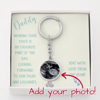 Ultrasound Gift for Dad - Photo Sonogram Keychain with Engraved Message - Mardonyx Jewelry