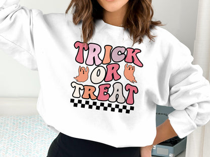 Trick or Treat Shirt for Girls Halloween Costume, Toddler Girl Sweatshirt, Baby Girl Outfit, Kid Halloween Costume, Trendy Girls Shirt - Mardonyx Sweatshirt