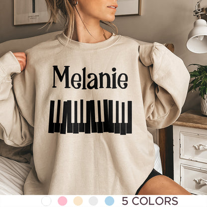 Custom Name Music Sweatshirt, Personalized Piano T-Shirt, Piano Lesson Music Gifts, Music Birthday, Gift Music Teacher - Mardonyx Sweatshirt