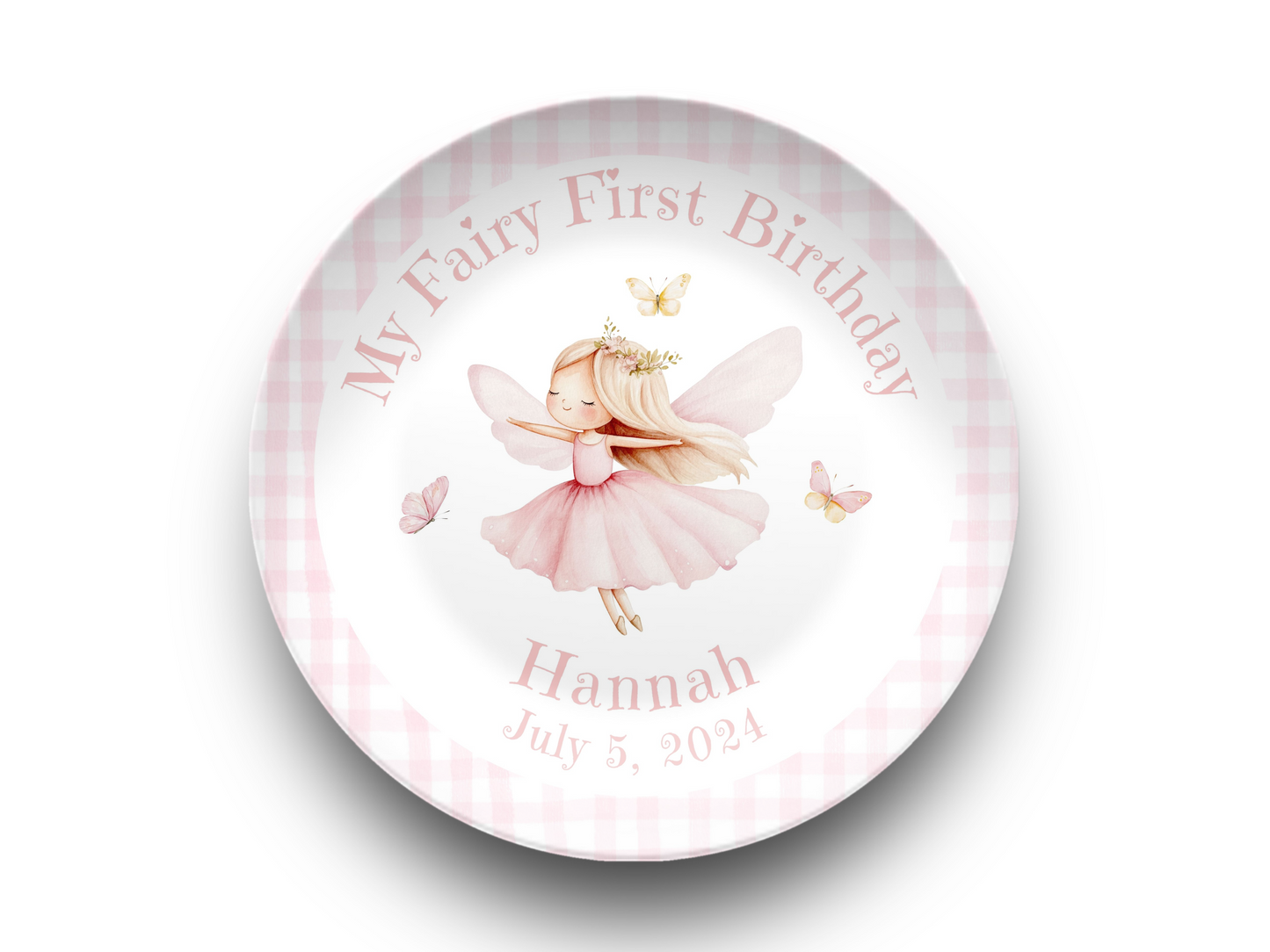Personalized My Fairy First Birthday Smash Cake Plate - Coquette Birthday Fairy Party
