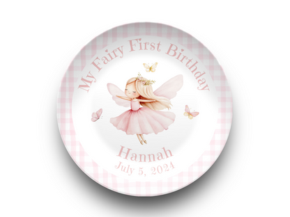 Personalized My Fairy First Birthday Smash Cake Plate - Coquette Birthday Fairy Party