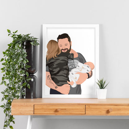 Custom Daddy and Kids Framed Portrait Poster - Mardonyx Artwork