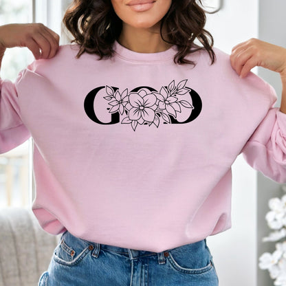 Floral Monogram Letter O Sweatshirt, Women's Custom Initial Botanical Pullover, Personalized Flower Design Cozy Top - Mardonyx Sweatshirt