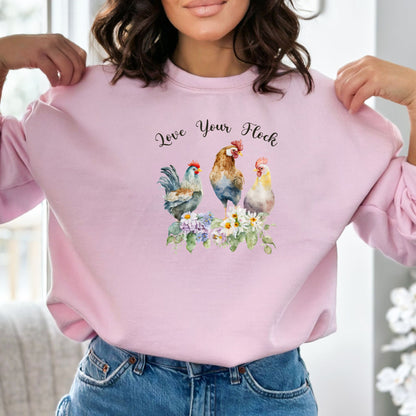 Love Your Flock Sweatshirt, Flock of Ducks Sweatshirt, Christmas Gift for Her, Womens Long Sleeve Shirt, Fall Sweatshirt, Teacher Gift - Mardonyx Sweatshirt