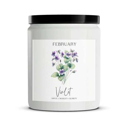 February Violet Scented Candle, Floral Candle, Home Decor, Birthday Gift, Aromatherapy, Relaxing Candle, Modesty and Humility - Mardonyx