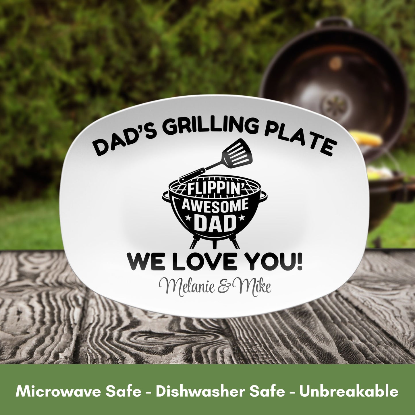 Personalized BBQ Grilling Plate – Flippin' Awesome Dad – Custom Father’s Day Gift from Kids – Birthday Platter for Dad