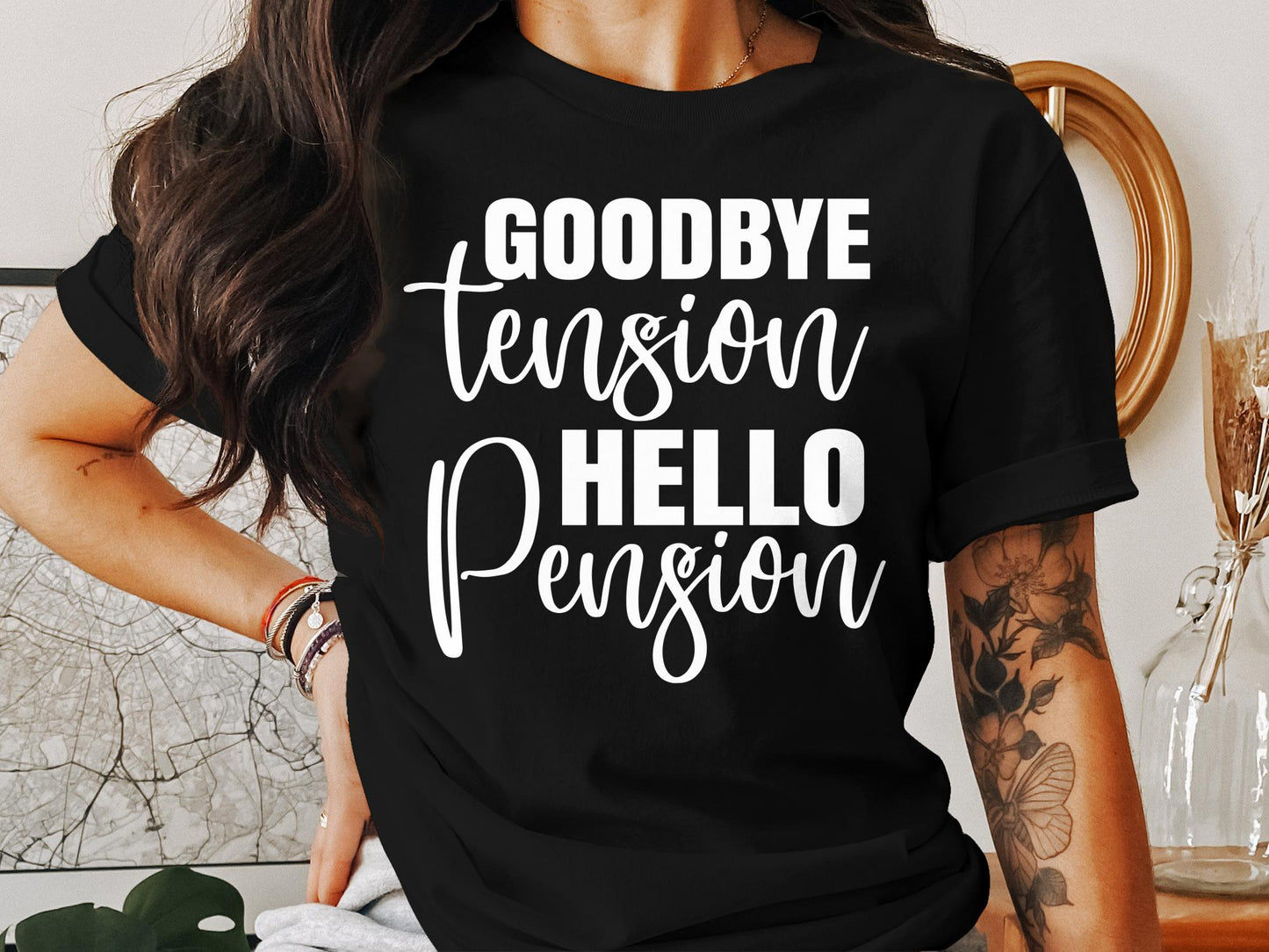 Goodbye Tension Hello Pension T-Shirt, Retirement Gifts for Her, Seniors Shirt, Retirement T-Shirt for Women, - Mardonyx T-Shirt