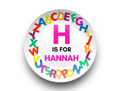 Personalized Alphabet Plate with Customized Name and Colorful ABC Design | BPA Free | Dishwasher Safe