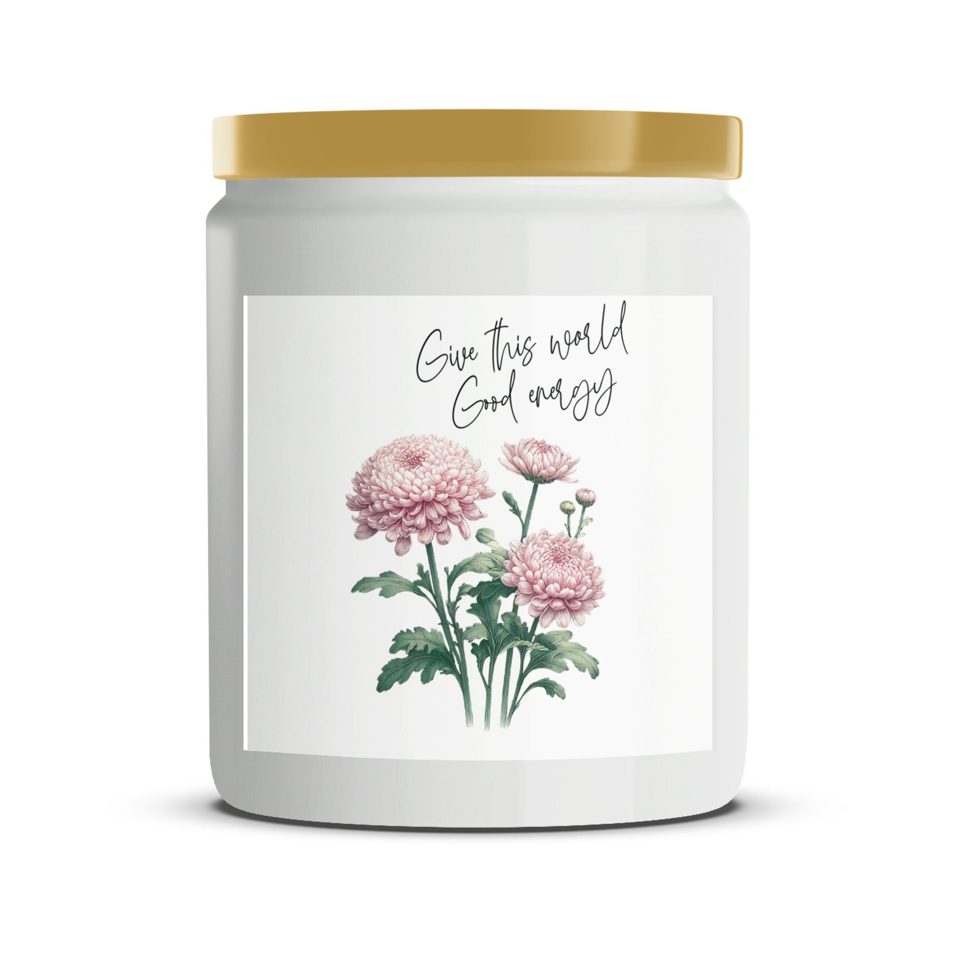 Floral Scented Candle, Pink Chrysanthemum, Inspirational Quote, Eco-Friendly Soy Wax, Hand Poured, Perfect Gift Idea - Mardonyx