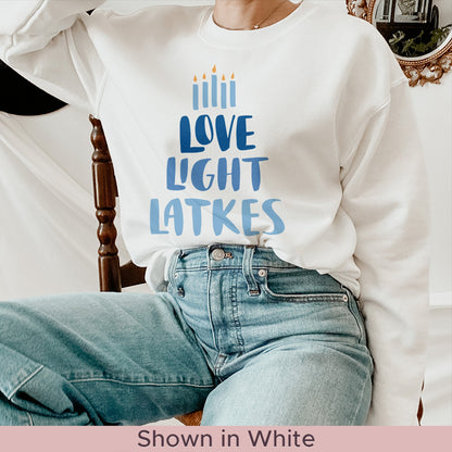 Hanukkah Sweatshirt, Love Light Latkes - Mardonyx Sweatshirt