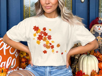 Autumn Leaves Falling Graphic T-Shirt for Fall