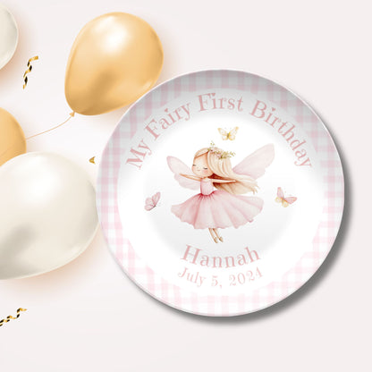 Personalized My Fairy First Birthday Smash Cake Plate - Coquette Birthday Fairy Party