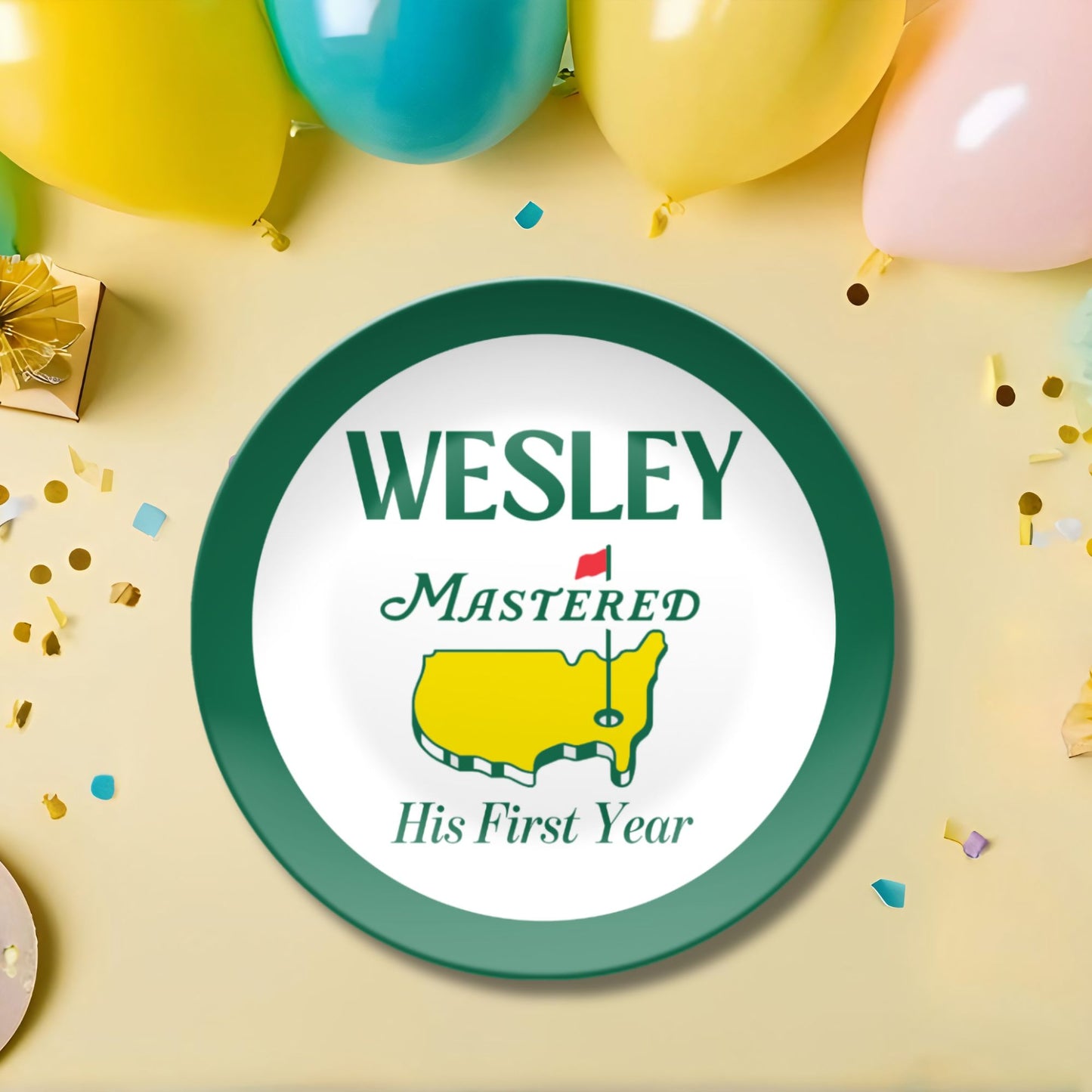 Personalized Golf Mastered First Year Smash Cake Plate  • Mastered His First Year Name Plate for Baby Boy • First Birthday Golf Theme Keepsake • Custom Kids Plate