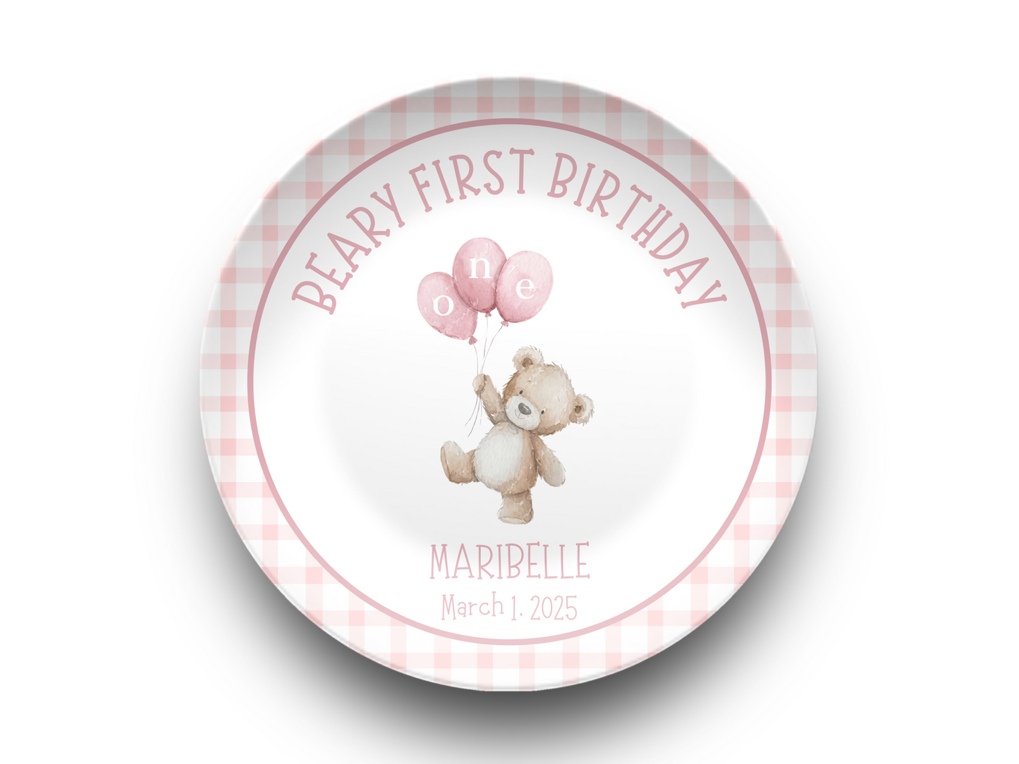 Girl Beary First Birthday Plate